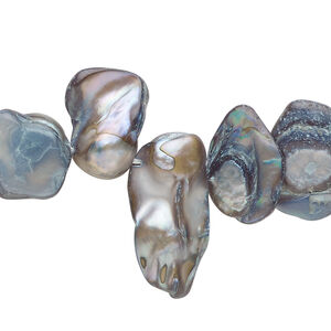 Pearl 1pkg1 freshwater, top-drilled baroque, 15 inch purple-grey 13x6mm-28x13mm cultured