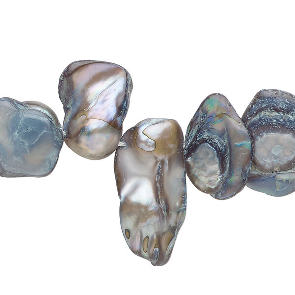 Pearl 1pkg1 freshwater, top-drilled baroque, 15 inch purple-grey 13x6mm-28x13mm cultured image number 0