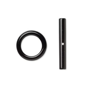 Clasp toggle 1pkg1 black onyx, 15mm, 1-strand