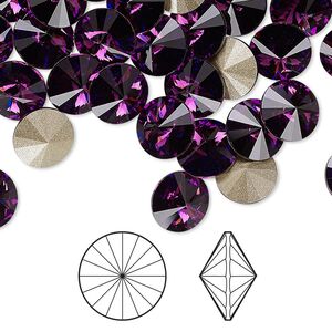 Chaton 48pk amethyst foil back, Crystal Passions® 8.16-8.41mm rivoli SS39 1122