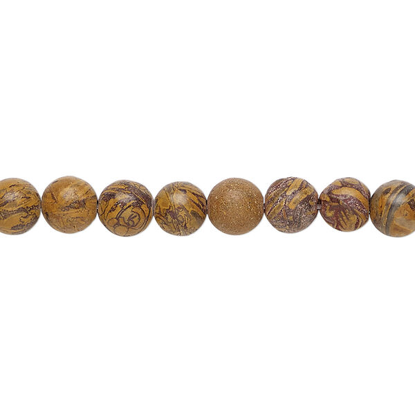 Bead, chrysanthemum stone (natural), 6mm round, B grade, Mohs hardness 3 to 4. Sold per 15-1/2" to 16" strand. image number 0