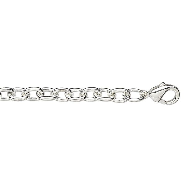 Chain, silver-plated steel, 5x3.5mm heavy cable, 24 inches with lobster claw clasp. Sold per pkg of 10. image number 0
