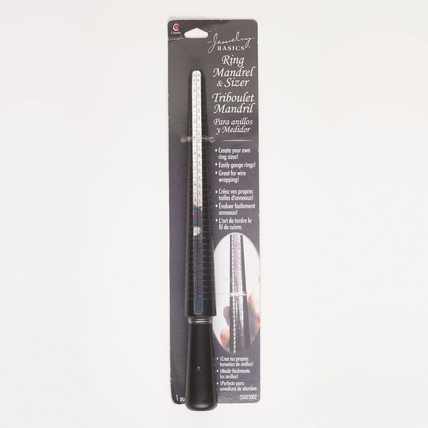 Ring mandrel, plastic, 10 x 1 x 1 inches, measures US sizes 2 to 15 and UK sizes D to Z+5. Sold individually. image number 0