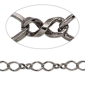 Chain 1pkg1 gunmetal-plated figure 8, 5mm double, brass 50 foot unfinished