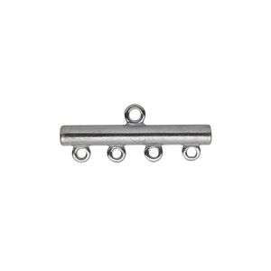 End bar, JBB Findings, gunmetal-plated brass, 25x3mm single-sided bar with 4 bottom loops. Sold per pkg of 2.