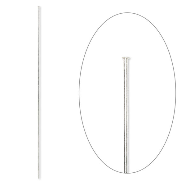 Stick pin, silver-finished brass, 6 inches, 18 gauge. Sold per pkg of 100. image number 0