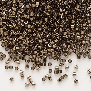 Seed bead, Delica®, glass, pkg/250g, #15 round, opaque metallic dark bronze (DBS-0022).
