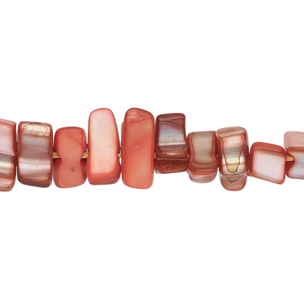Mother-of-pearl shell 1pkg1, triangle tube bead 15 inch dark tulip 8x4mm-13x5mm image number 0