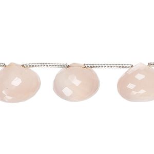 Peach chalcedony / pink chalcedony 1pkg12, hand-cut top-drilled faceted teardrop bead 13x11mm-14x12mm