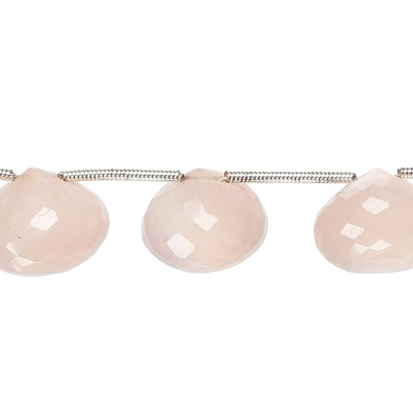 Peach chalcedony / pink chalcedony 1pkg12, hand-cut top-drilled faceted teardrop bead 13x11mm-14x12mm image number 0