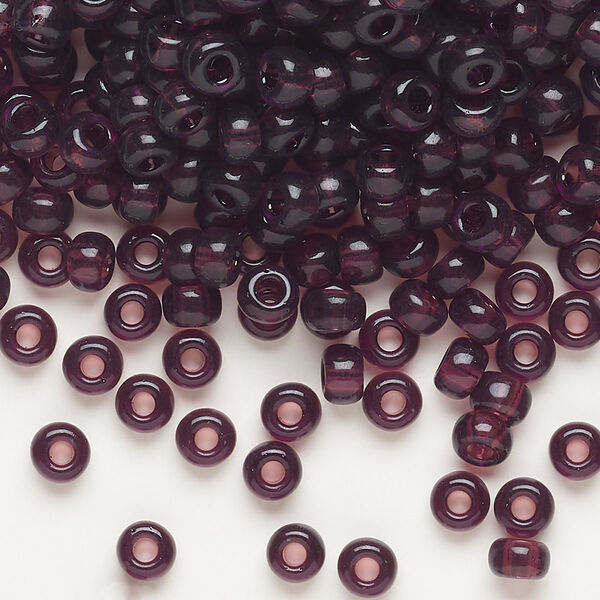 Seed bead, Miyuki, glass, pkg/250g, #6 rocaille, transparent dark smoky amethyst (RR-153). image number 0