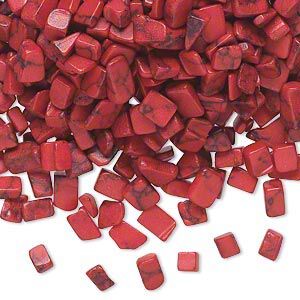 Inlay chip, "coral" (resin) (imitation), red, mini undrilled chip. Sold per 50-gram pkg.