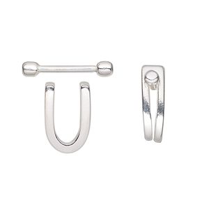 Bail, sterling silver, 15x10x5mm horseshoe with 1.25mm wide bar and 9mm grip length, 5.25mm inside diameter. Sold individually.
