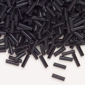 Bead, Ming Tree™, bugle bead, glass, pkg/1/4 pound, 1/4 inch, opaque black.