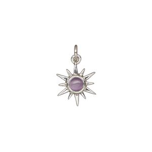Amethyst / sterling silver 1pkg1, open star drop natural antiqued 12x12mm