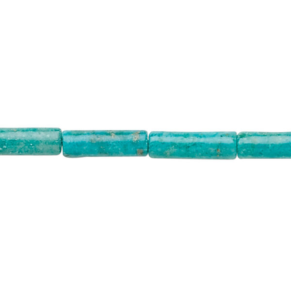 Bead, turquoise (dyed / stabilized), 13x4mm cylinder, B grade, Mohs hardness 5 to 6. Sold per 15" to 16" strand. image number 0