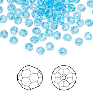 Bead 720pk aquamarine, Swarovski® 4mm round 5000