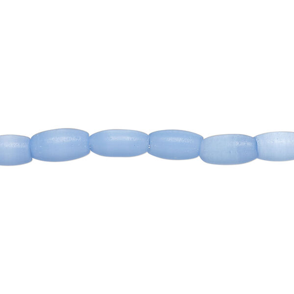 Bead, fiber optic glass, pkg/14 inch, opaque blue, 8x5mm center-drilled oval. image number 0