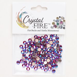 Flat back 144pk Siam shimmer foil back, Crystal Fire® 3.80-4.00mm hotfix round SS16