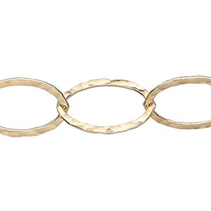 Chain 1pkg1 14Kt gold-filled cable, 14mm hammered flat, 5 foot unfinished