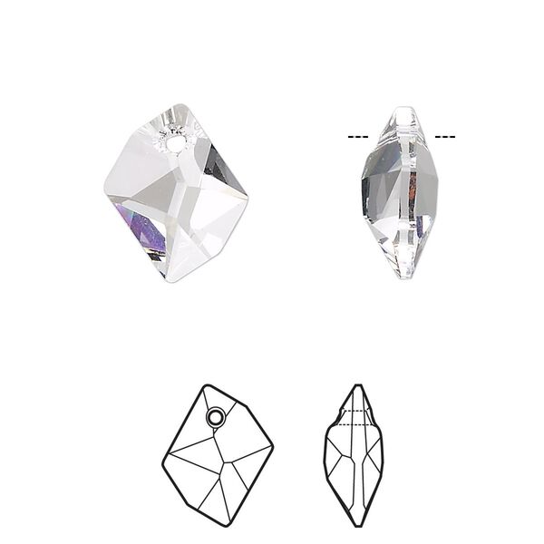 Drop 144pk crystal, Swarovski® 14x11mm pendant cosmic 6680 image number 0