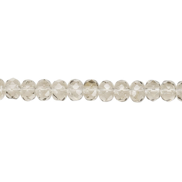 Bead, Czech fire-polished glass, smoke, 5x4mm faceted rondelle. Sold per 15-1/2" to 16" strand. image number 0