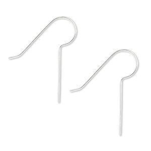 Ear wire fishhook 1pkg20 sterling silver, 25mm / 16mm long shank, 22 gauge 10 pair