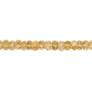 Citrine 1pkg1, hand-cut faceted button bead 15.5-16 inch 4x2mm-5x3mm
