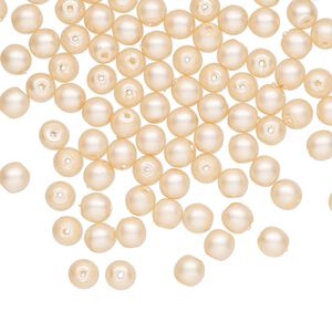 Czech glass 1pkg100, round druk bead matte pearl-coated champagne 4mm