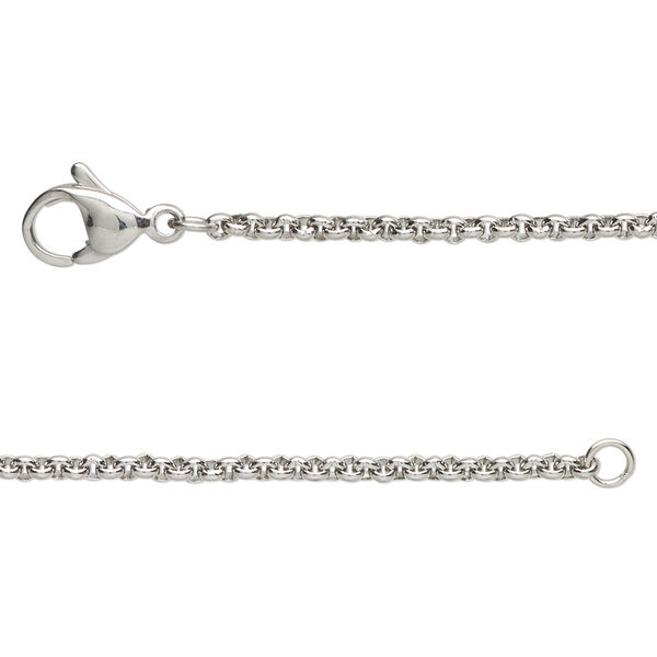 Chain, stainless steel, 2mm rolo, 18 inches with lobster claw clasp. Sold individually. image number 0