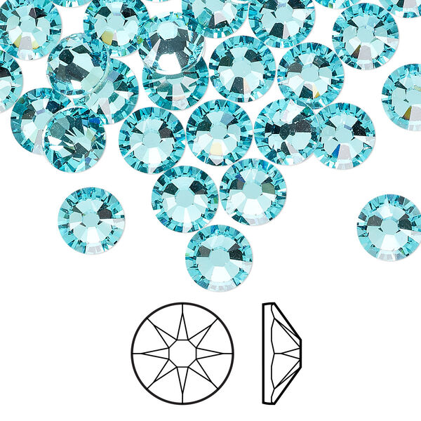 Flat back 144pk light turquoise foil back, Swarovski® 7.07-7.27mm rose round SS34 2088 image number 0