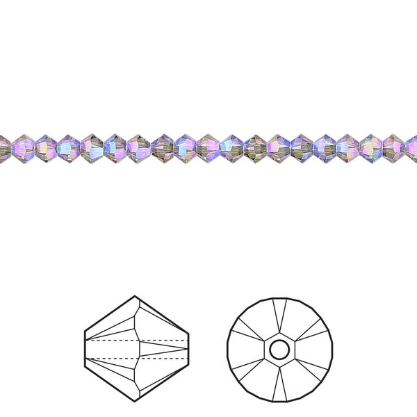 Bead 48pk black diamond shimmer 2X, Crystal Passions® 3mm bicone 5328 image number 0