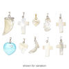 Pendant mix, mother-of-pearl shell (natural / bleached / dyed) / glass rhinestone / silver-finished steel / "pewter" (zinc-based alloy), 17x13mm-20x20mm mixed shape. Sold per pkg of 10. image number 1
