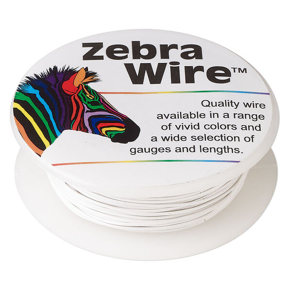 Wire, Zebra Wire™, color-coated copper, white, round, 18 gauge. Sold per 10-yard spool. image number 0