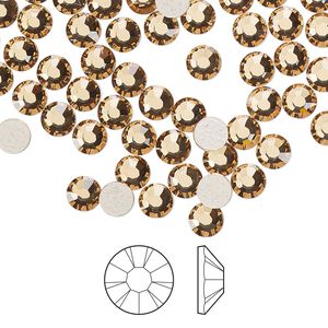 Flat back 144pk light Colorado topaz foil back, Preciosa MAXIMA Czech crystal hotfix rhinestone 4.6-4.8mm chaton rose round SS20