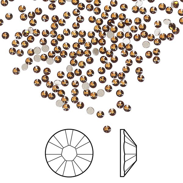 Flat back 144pk light amber foil back, Crystal Passions&reg; 1.7-1.9mm rose round SS5 2058 image number 0