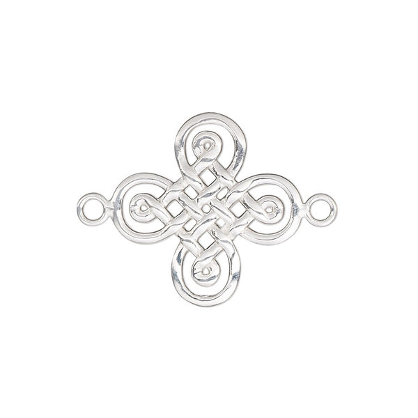 Link, sterling silver, 20.5x20mm single-sided Celtic cross. Sold individually. image number 0