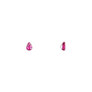 Ruby 1pkg1, hand-cut faceted pear gem 4x3mm