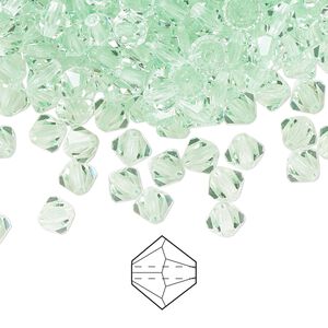 Bead 24pk chrysolite, Preciosa Czech crystal 5mm bicone
