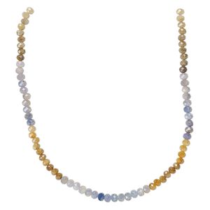 Multi-sapphire 1pkg1, hand-cut faceted rondelle bead 12 inch 5x4mm-6x5mm
