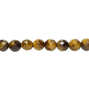 Tigereye 1pkg1, faceted round bead natural 15.5-16 inch 6mm