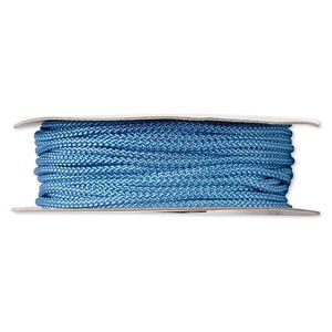 Cord, nylon, blue, 3mm round. Sold per 100-foot spool.
