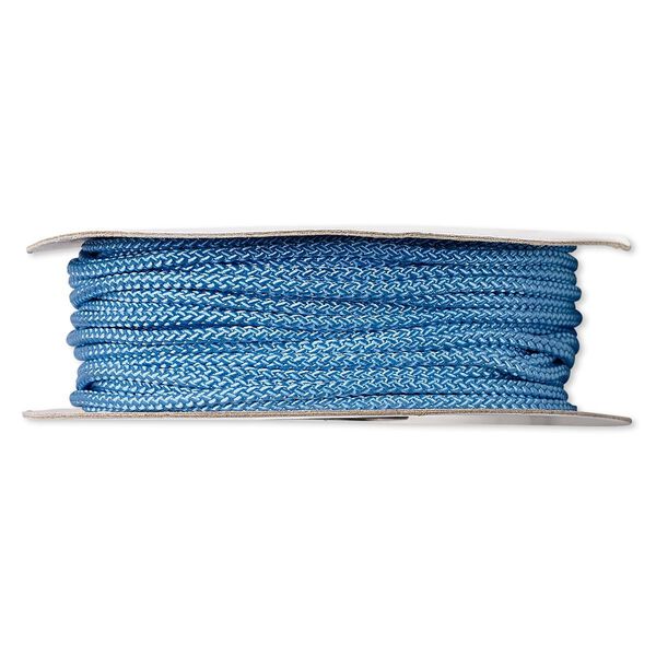 Cord, nylon, blue, 3mm round. Sold per 100-foot spool. image number 0