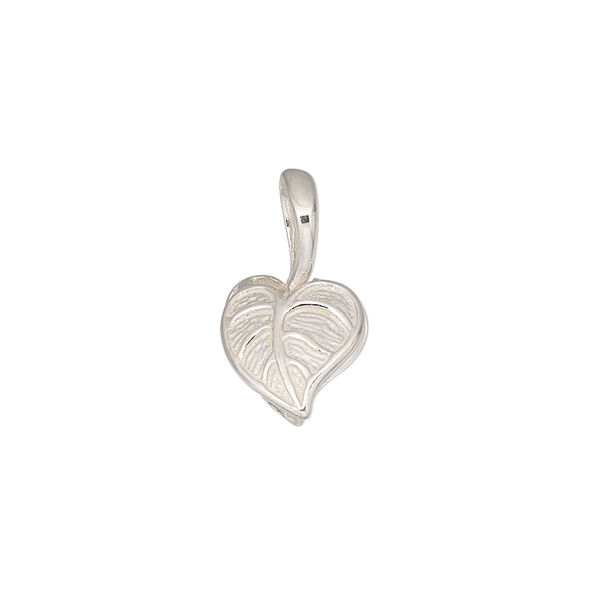 Bail, JBB Findings, ice-pick, sterling silver, 12x11mm heart shaped leaf, 8mm grip length. Sold individually. image number 0