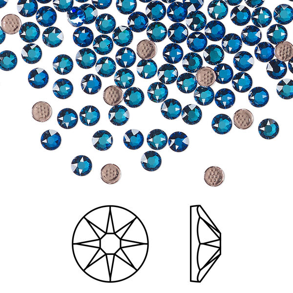 Flat back 144pk crystal Bermuda blue foil back, Crystal Passions® hotfix 3-3.2mm round SS12 2078 image number 0