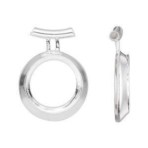 Pendant, Almost Instant Jewelry®, sterling silver, 27.5x20.5mm round with open back and 16mm rivoli setting with tube bail. Sold individually.