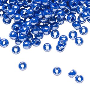 Seed bead, Miyuki, glass, pkg/25g, #6 rocaille, opaque luster cyan blue, (RR-432).