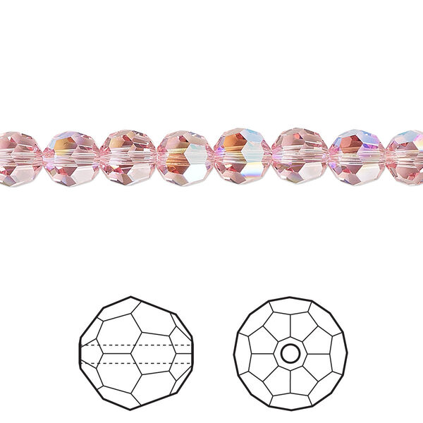 Bead 12pk light rose shimmer, Crystal Passions® 6mm round 5000 image number 0