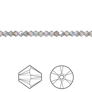 Bead 48pk black diamond shimmer, Crystal Passions® 3mm bicone 5328