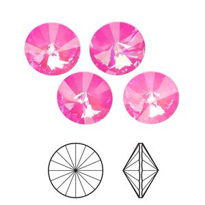 Chaton 12pk crystal ultra pink AB, Crystal Passions® 12mm rivoli 1122